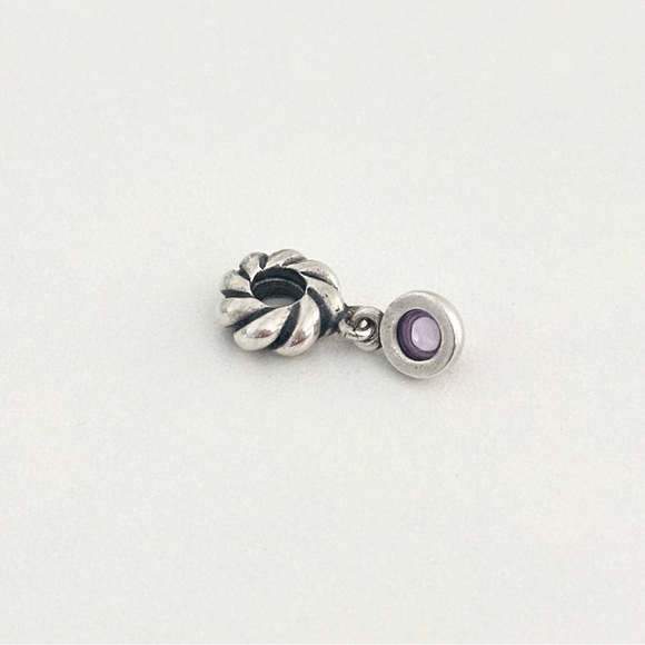 Pandora Amethyst Disk February Birthstone Rare Retired Bead Dangle Charm - Picture 6 of 6